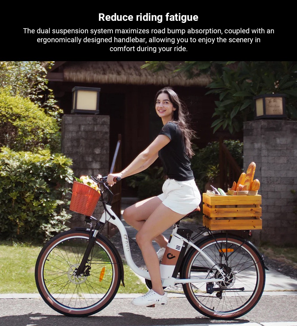 DYU C6 Pro Electric Bike  250W Motor  36V 15 6Ah Battery  26*2 125-inch Tire  25km/h Max Speed  80km Range  Disc Brake  Front F