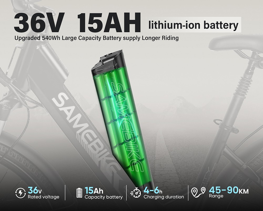 SAMEBIKE RS-A01 Pro-T Electric Bike 500W Motor 36V 15Ah Battery 27 5'*2 1 inch Tire 32km/h Max Speed 90km Range Mechanica