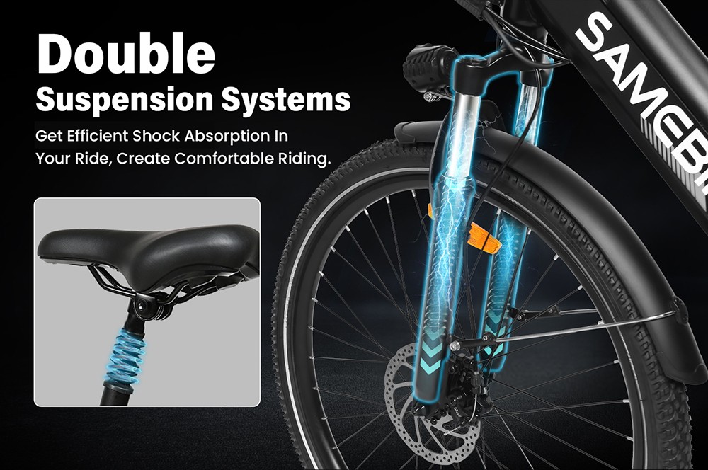 SAMEBIKE RS-A01 Pro-T Electric Bike 500W Motor 36V 15Ah Battery 27 5'*2 1 inch Tire 32km/h Max Speed 90km Range Mechanica