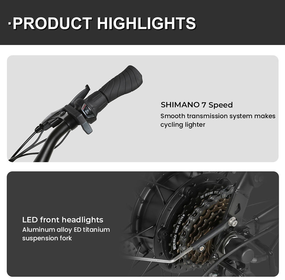SAMEBIKE RS-A01 Pro-T Electric Bike 500W Motor 36V 15Ah Battery 27 5'*2 1 inch Tire 32km/h Max Speed 90km Range Mechanica