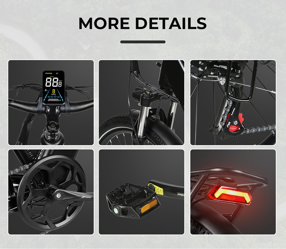 SAMEBIKE RS-A01 Pro-T Electric Bike 500W Motor 36V 15Ah Battery 27 5'*2 1 inch Tire 32km/h Max Speed 90km Range Mechanica