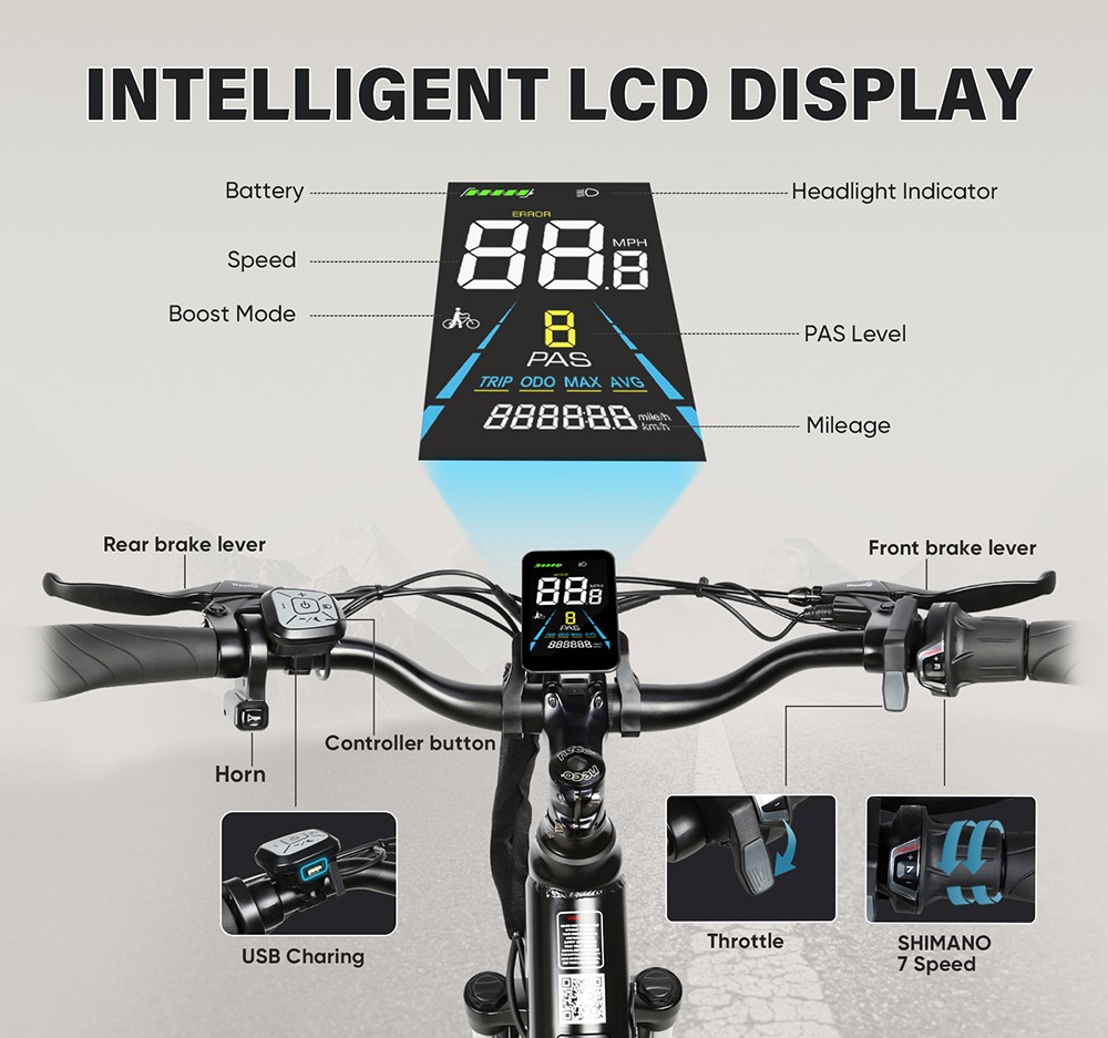SAMEBIKE RS-A01 Pro-T Electric Bike  500W Motor  36V 15Ah Battery  27 5'*2 1 inch Tire  32km/h Max Speed  90km Range  Mechanica