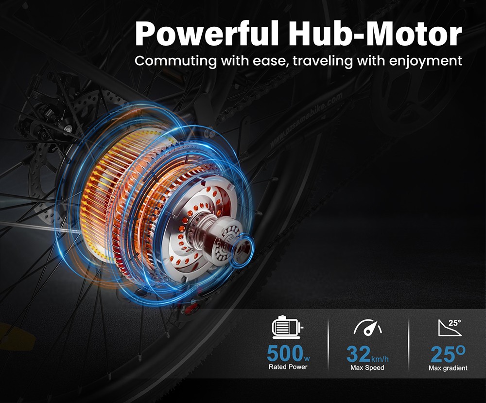 SAMEBIKE RS-A01 Pro-T Electric Bike  500W Motor  36V 15Ah Battery  27 5'*2 1 inch Tire  32km/h Max Speed  90km Range  Mechanica