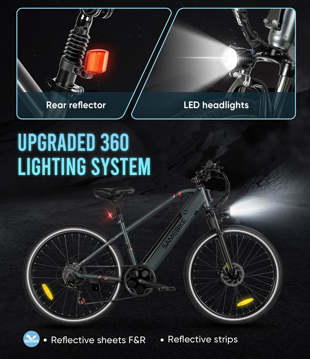 SAMEBIKE RS-A01 Men Electric Bike  500W Motor  36V 15Ah Battery  26 inch Tire  35km/h Max Speed  80km Range  Mechanical Disc Br