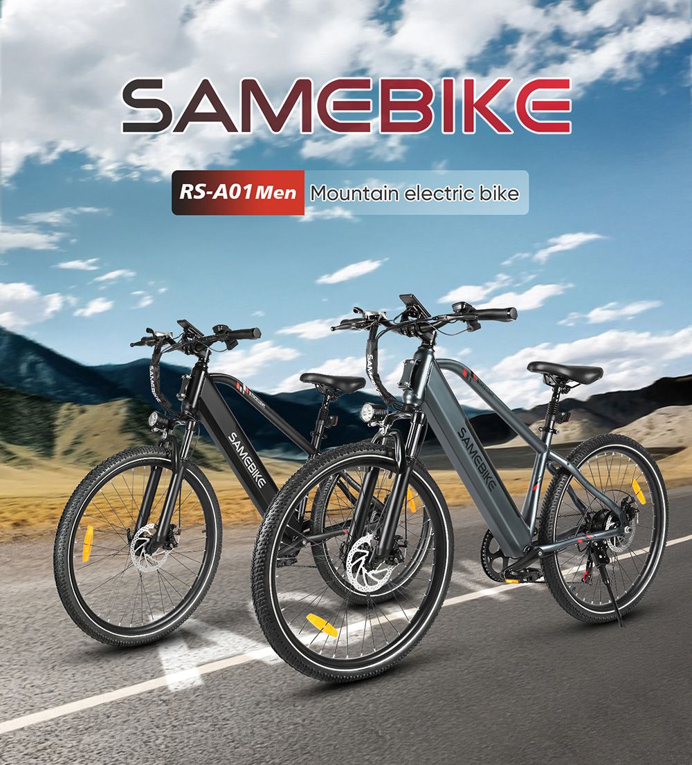 SAMEBIKE RS-A01 Men Electric Bike  500W Motor  36V 15Ah Battery  26 inch Tire  35km/h Max Speed  80km Range  Mechanical Disc Br