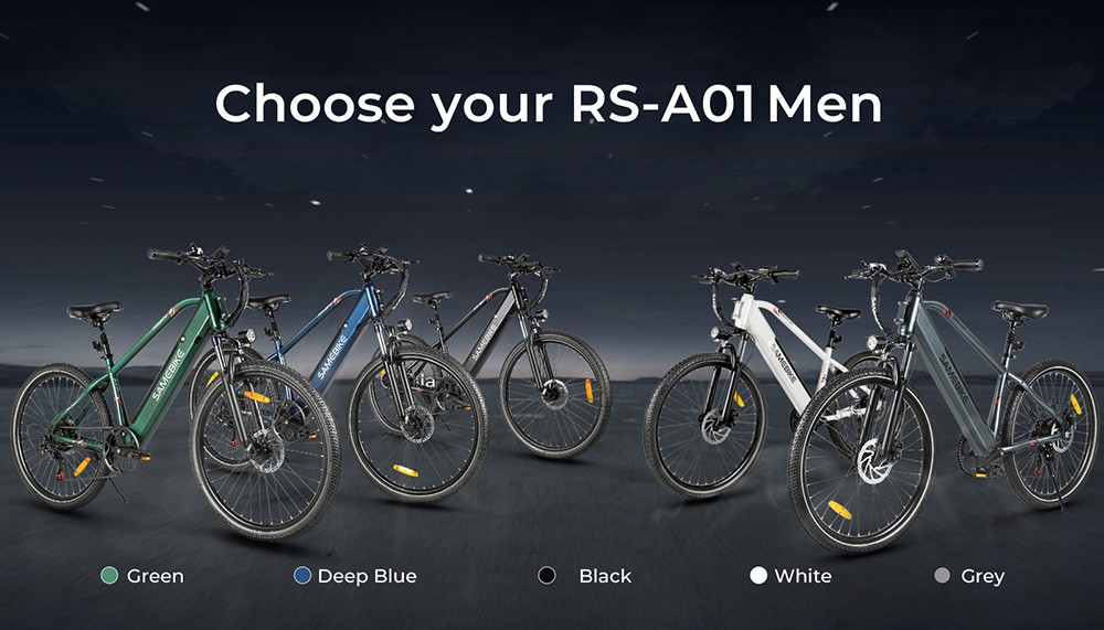 SAMEBIKE RS-A01 Men Electric Bike  500W Motor  36V 15Ah Battery  26 inch Tire  35km/h Max Speed  80km Range  Mechanical Disc Br