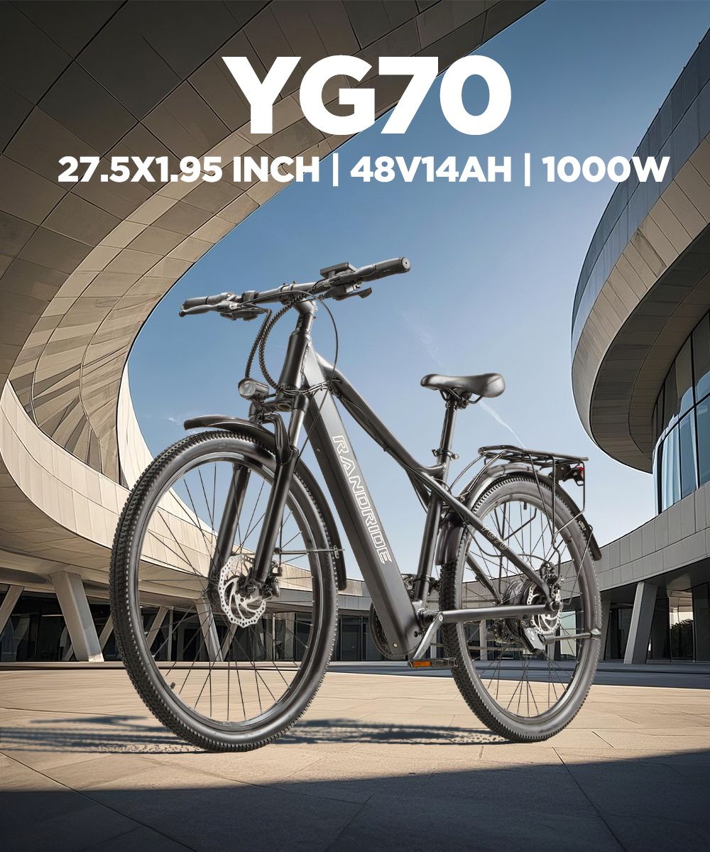 RANDRIDE YG70 Electric Bike  1000W Motor  48V 14Ah Battery  27 5*1 95 inch Tire  45km/h Max Speed  50km Range  Mechanical Brake