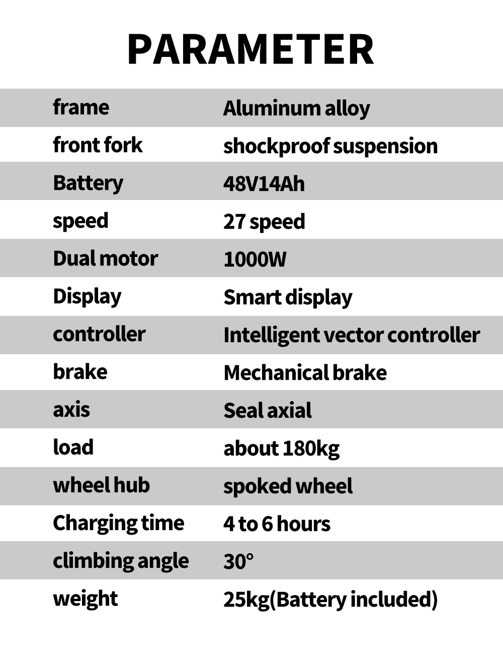 RANDRIDE YG70 Electric Bike  1000W Motor  48V 14Ah Battery  27 5*1 95 inch Tire  45km/h Max Speed  50km Range  Mechanical Brake