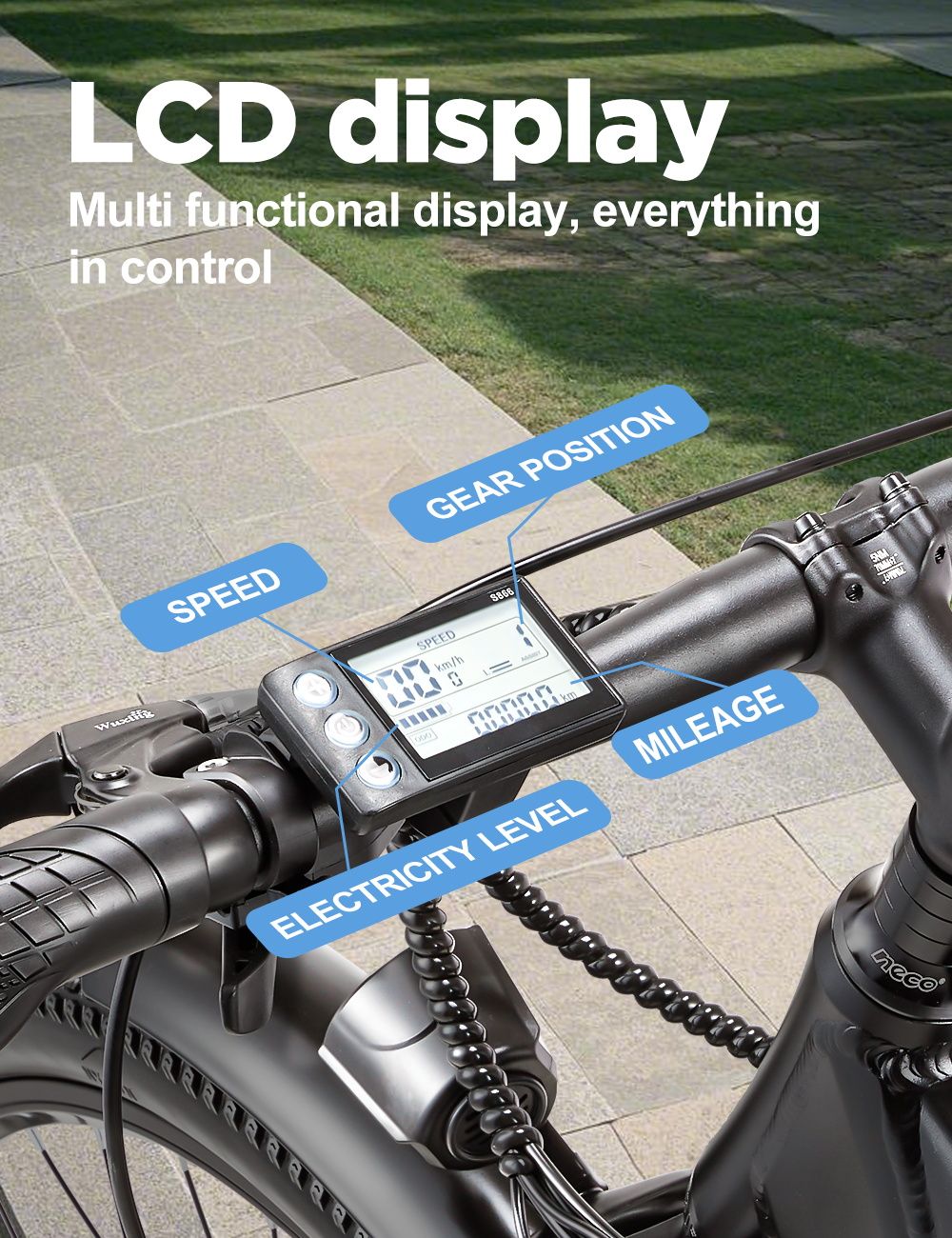 RANDRIDE YG70 Electric Bike  1000W Motor  48V 14Ah Battery  27 5*1 95 inch Tire  45km/h Max Speed  50km Range  Mechanical Brake