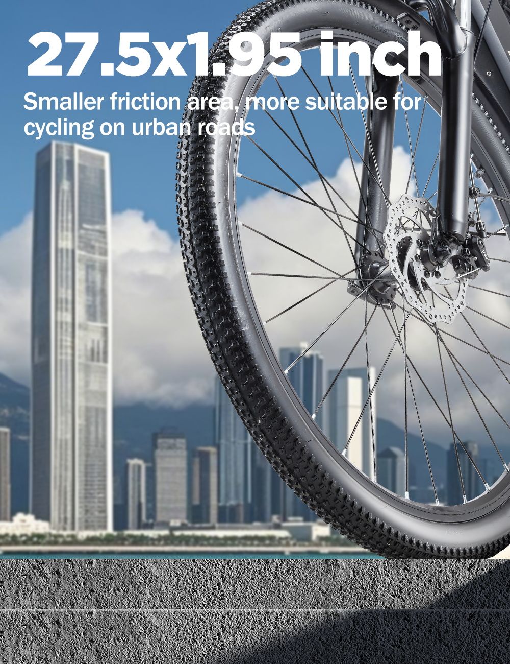 RANDRIDE YG70 Electric Bike  1000W Motor  48V 14Ah Battery  27 5*1 95 inch Tire  45km/h Max Speed  50km Range  Mechanical Brake