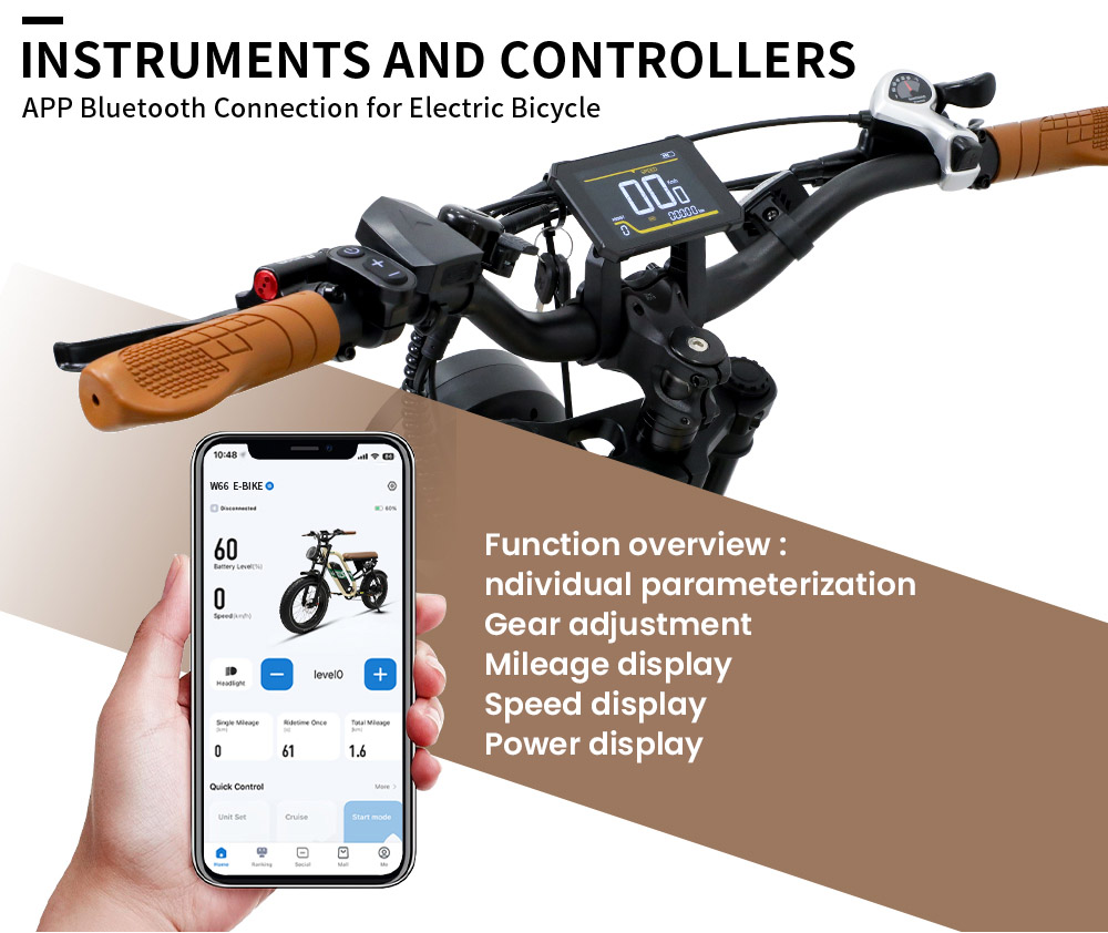 ONESPORT W66 Electric Bike  500W Motor  48V 13 5Ah Battery  20*4 0 inch Tire  25km/h Max Speed  100km Range  Front 