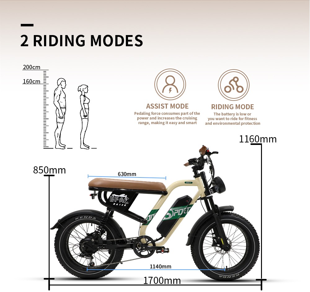 ONESPORT W66 Electric Bike  500W Motor  48V 13 5Ah Battery  20*4 0 inch Tire  25km/h Max Speed  100km Range  Front 