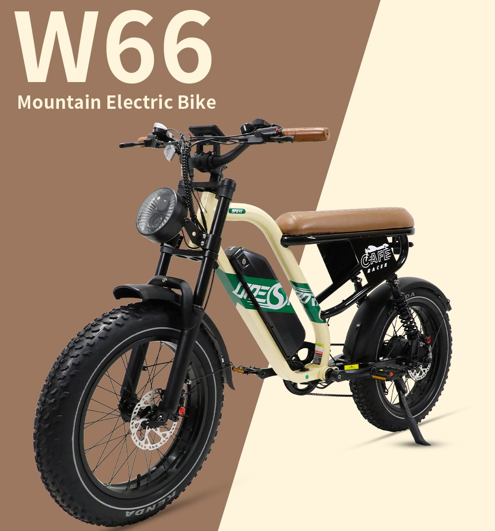 ONESPORT W66 Electric Bike  500W Motor  48V 13 5Ah Battery  20*4 0 inch Tire  25km/h Max Speed  100km Range  Front 