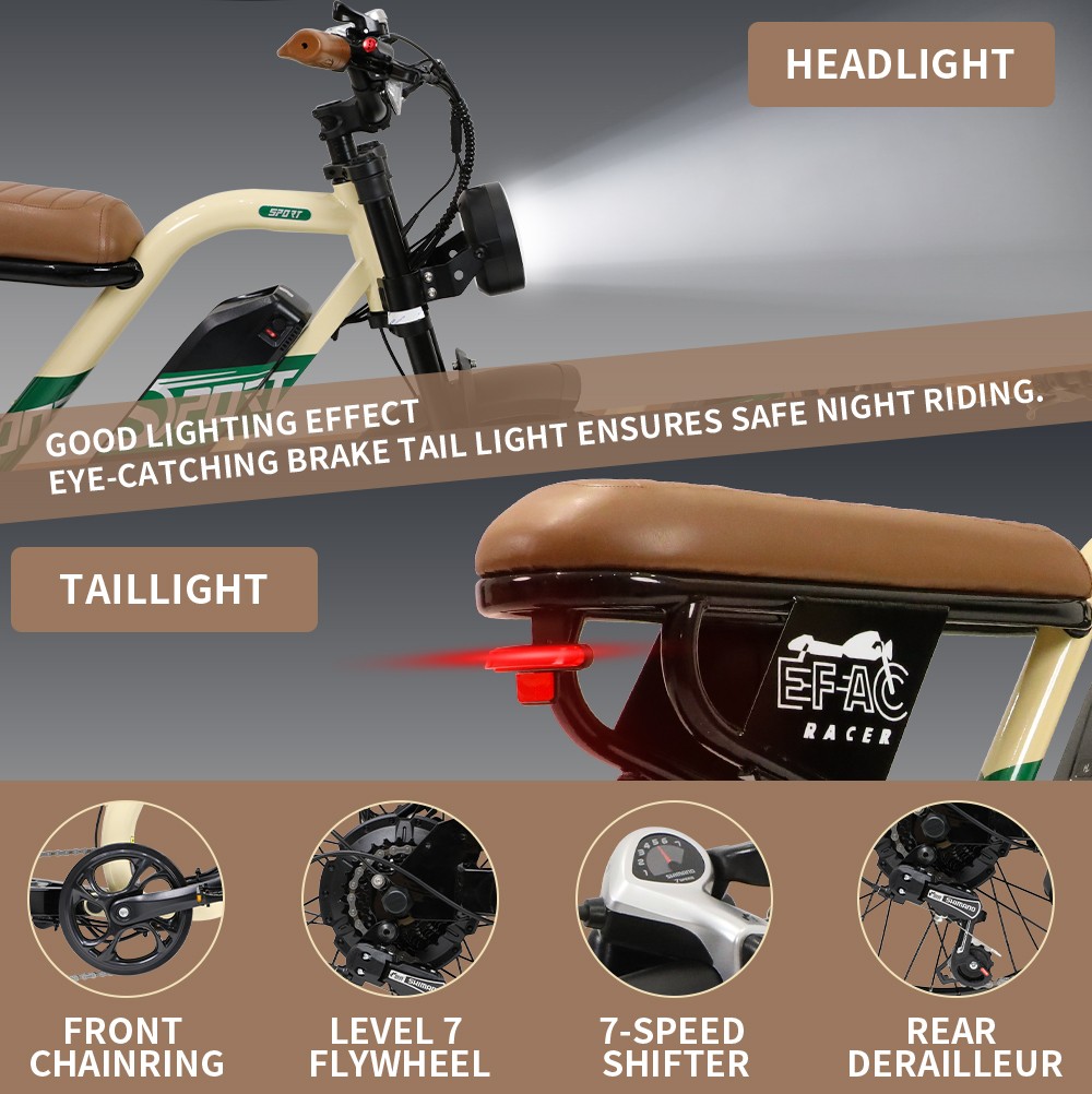 ONESPORT W66 Electric Bike  500W Motor  48V 13 5Ah Battery  20*4 0 inch Tire  25km/h Max Speed  100km Range  Front 