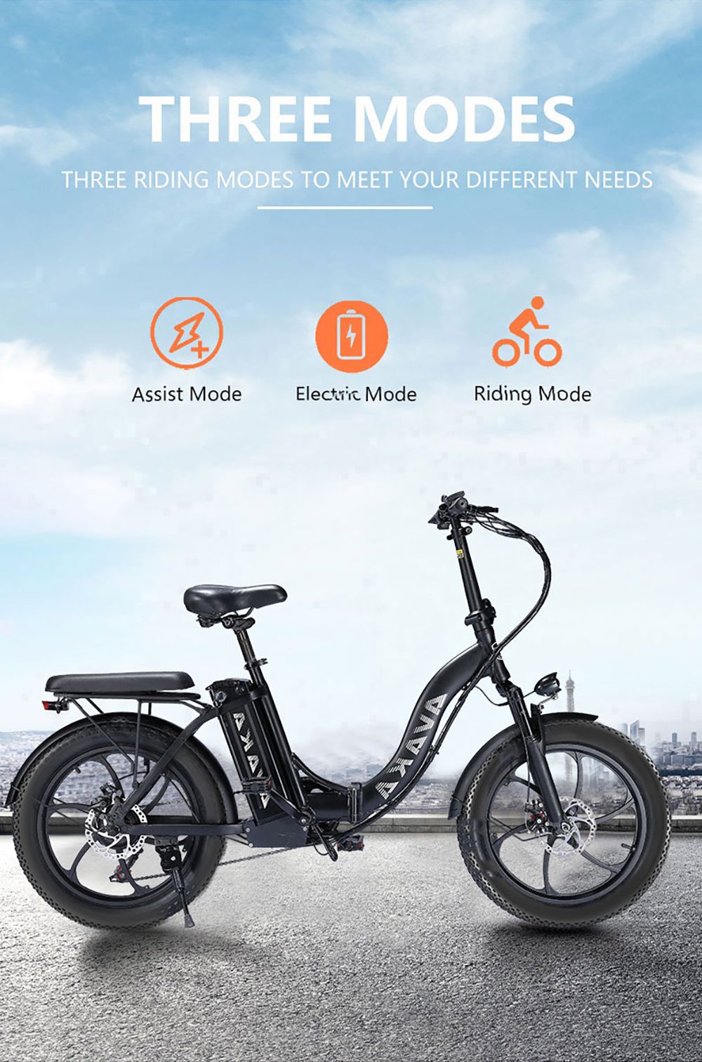 AVAKA BZ20 PLUS Electric Bike Foldable 20*3 0 Inch Fat Tires 500W Brushless Motor 25Km/h Max Speed 48V 18 2Ah Battery 100Km Ran