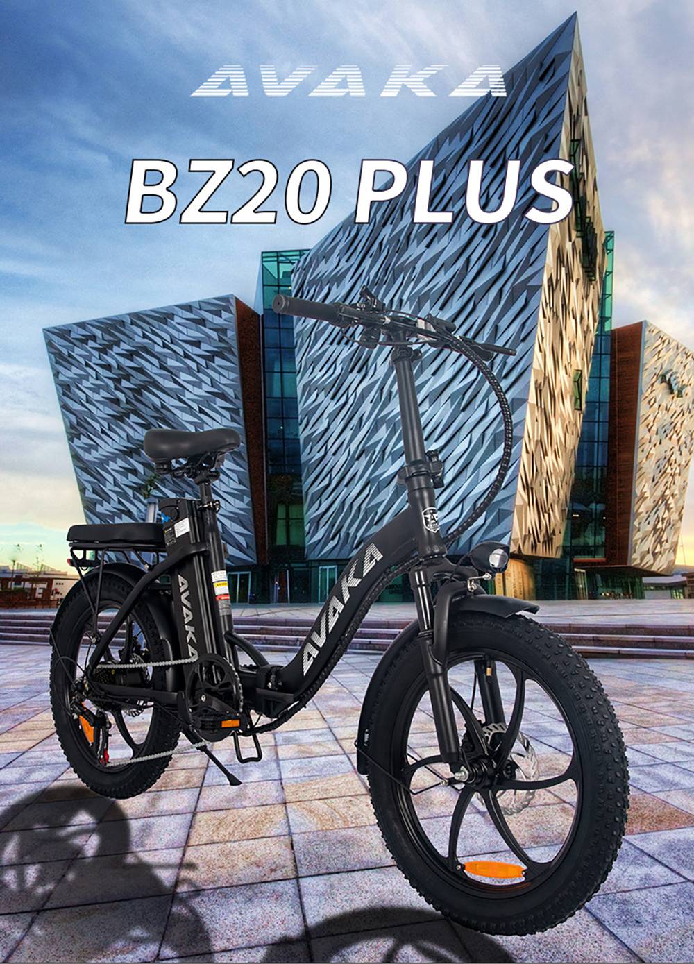 AVAKA BZ20 PLUS Electric Bike Foldable 20*3 0 Inch Fat Tires 500W Brushless Motor 25Km/h Max Speed 48V 18 2Ah Battery 100Km Ran