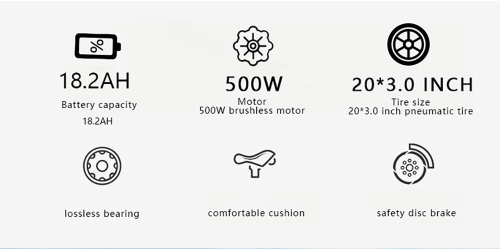 AVAKA BZ20 PLUS Electric Bike Foldable 20*3 0 Inch Fat Tires 500W Brushless Motor 25Km/h Max Speed 48V 18 2Ah Battery 100Km Ran