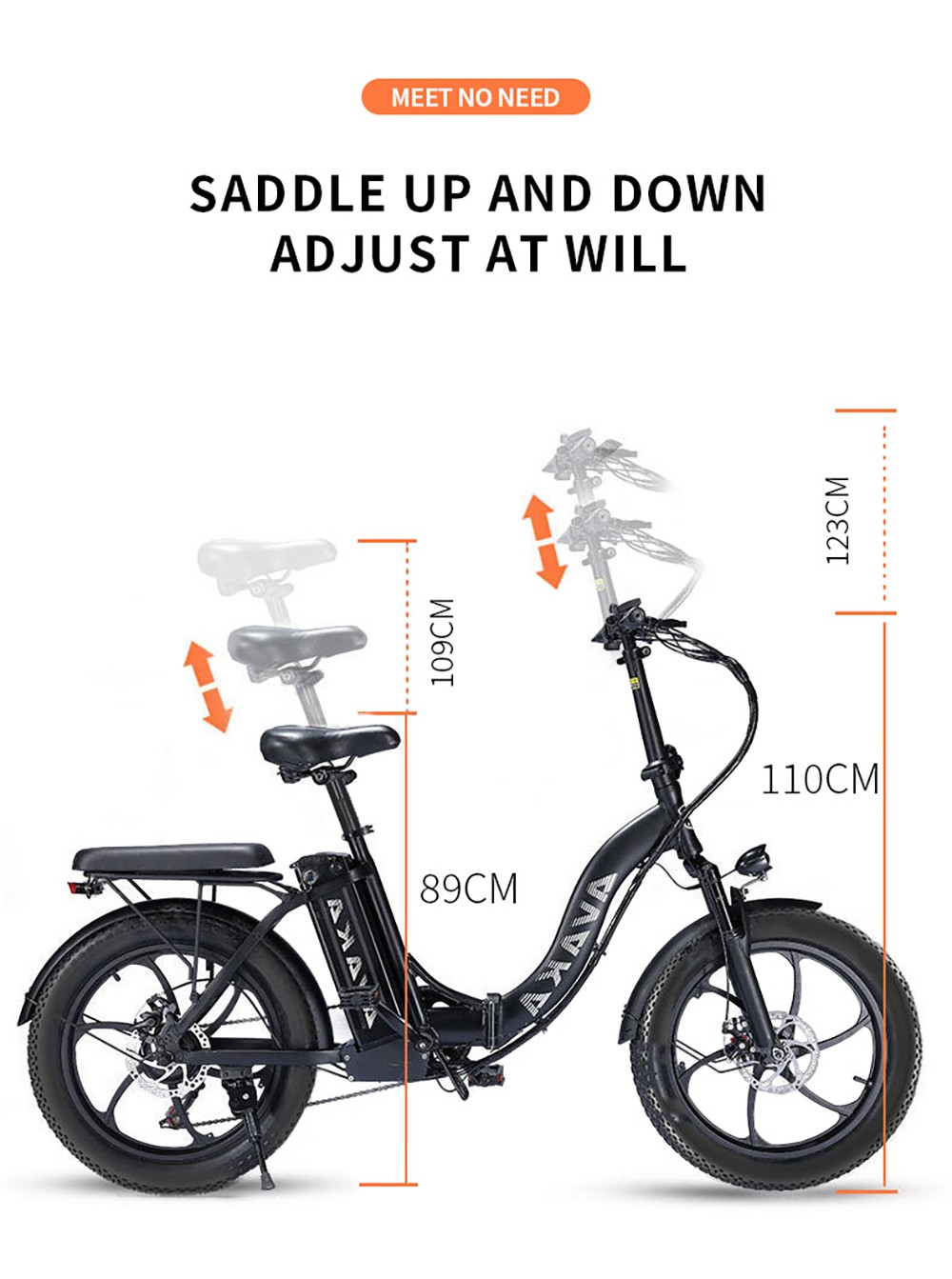 AVAKA BZ20 PLUS Electric Bike Foldable 20*3 0 Inch Fat Tires 500W Brushless Motor 25Km/h Max Speed 48V 18 2Ah Battery 100Km Ran