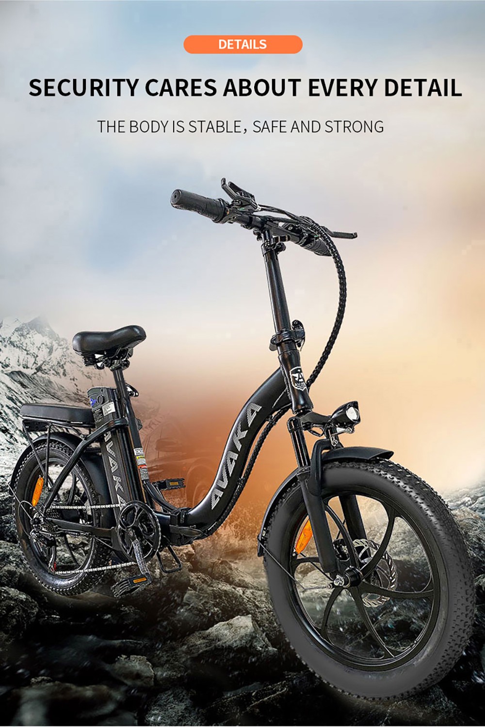 AVAKA BZ20 PLUS Electric Bike Foldable 20*3 0 Inch Fat Tires 500W Brushless Motor 25Km/h Max Speed 48V 18 2Ah Battery 100Km Ran