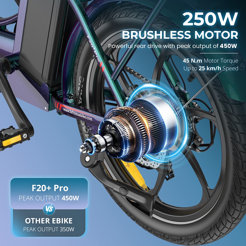 Fafrees F20 Pro Folding Electric Bike 250W Motor 36V 22 5Ah Battery 20*3 0 inch Tires 25km/h Max Speed 100km Max Range D