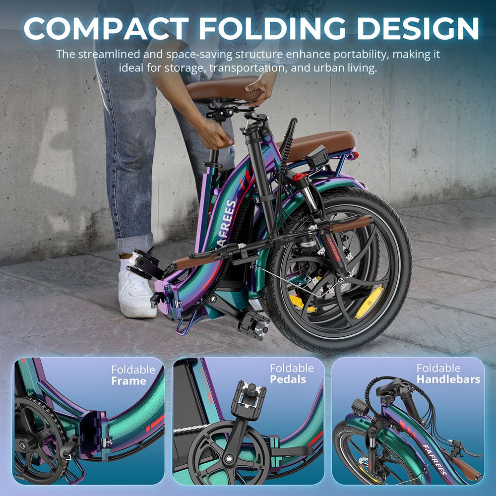 Fafrees F20 Pro Folding Electric Bike 250W Motor 36V 22 5Ah Battery 20*3 0 inch Tires 25km/h Max Speed 100km Max Range D