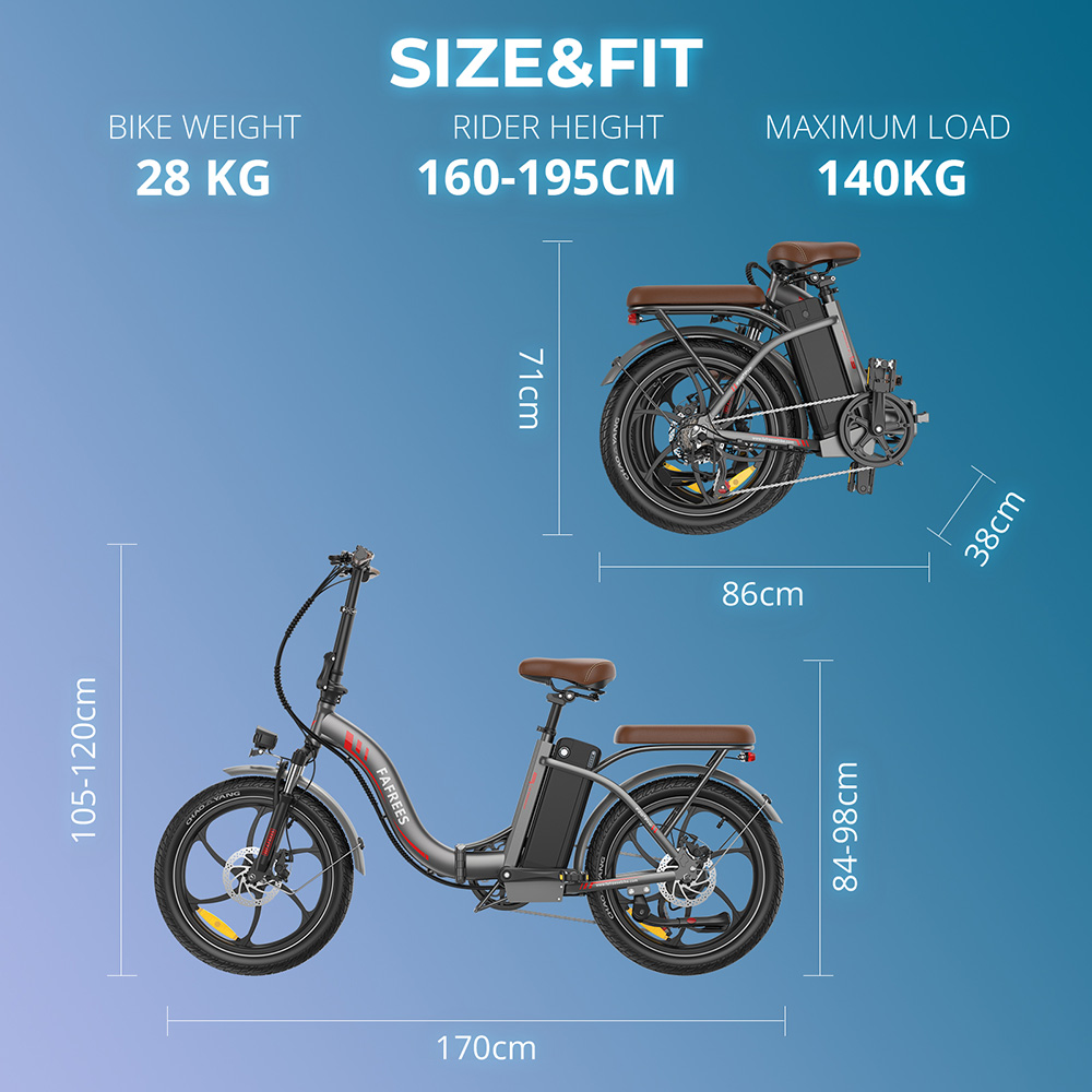 Fafrees F20 Pro Folding Electric Bike 250W Motor 36V 22 5Ah Battery 20*3 0 inch Tires 25km/h Max Speed 100km Max Range D
