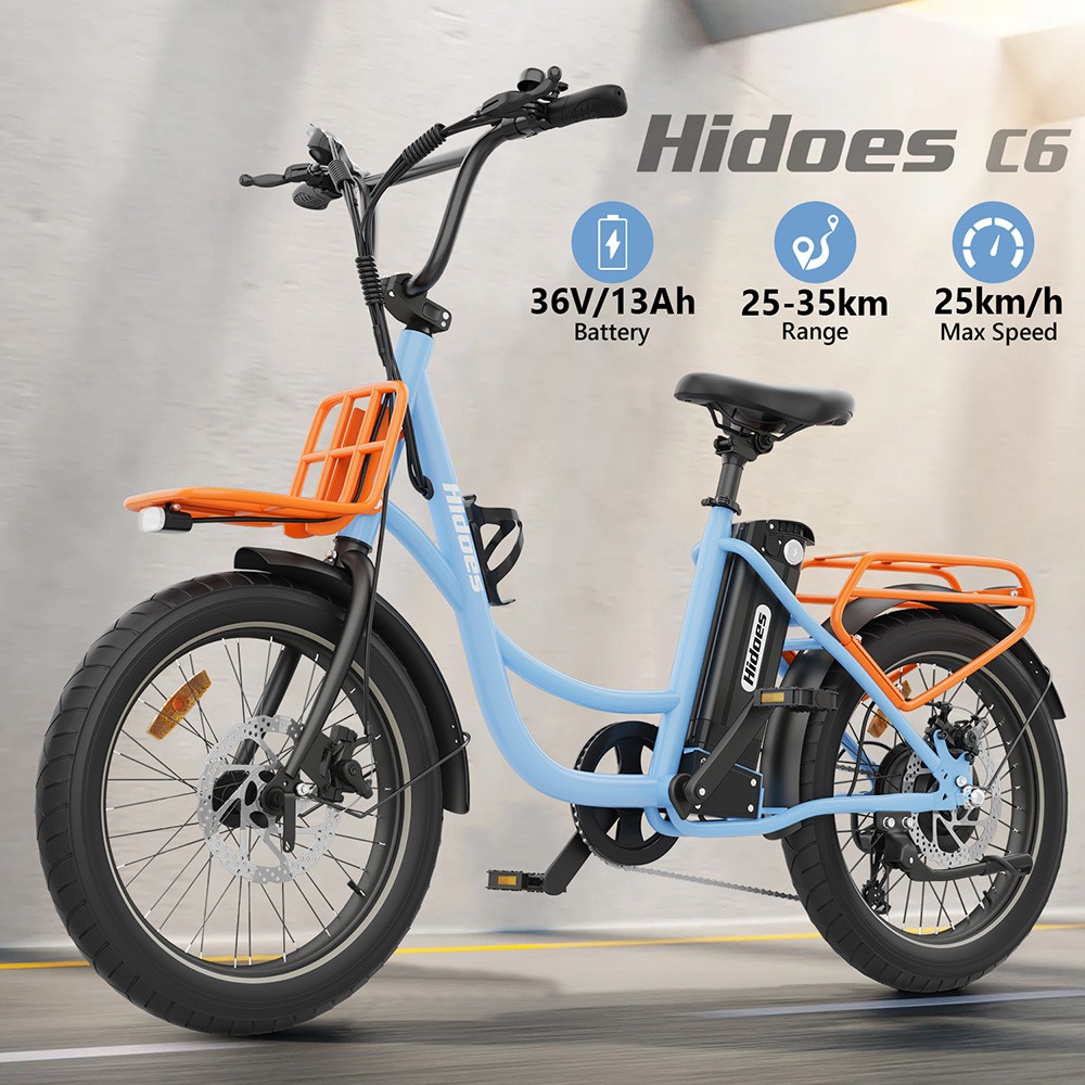 Hidoes C6 Electric Bike  250W Motor  36V 13Ah Battery  20*3 inch Tires  25km/h Max Speed  35km Range  Front 