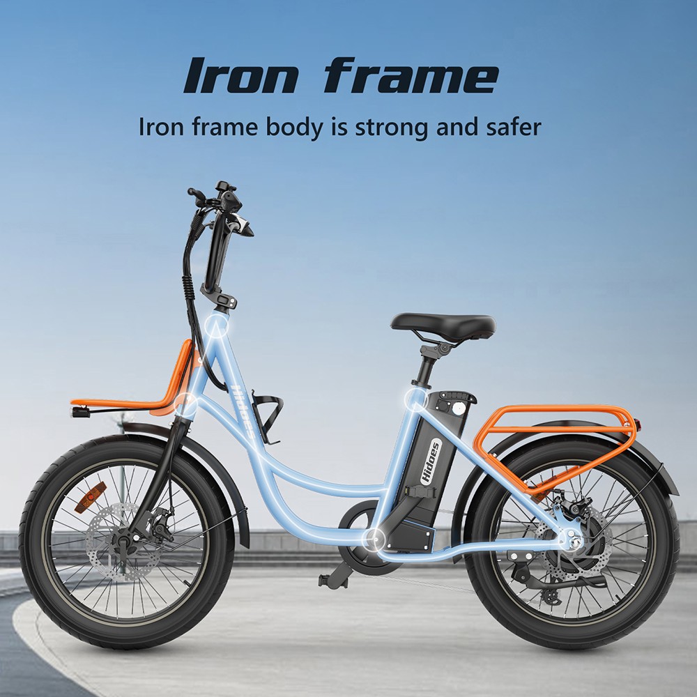 Hidoes C6 Electric Bike  250W Motor  36V 13Ah Battery  20*3 inch Tires  25km/h Max Speed  35km Range  Front 