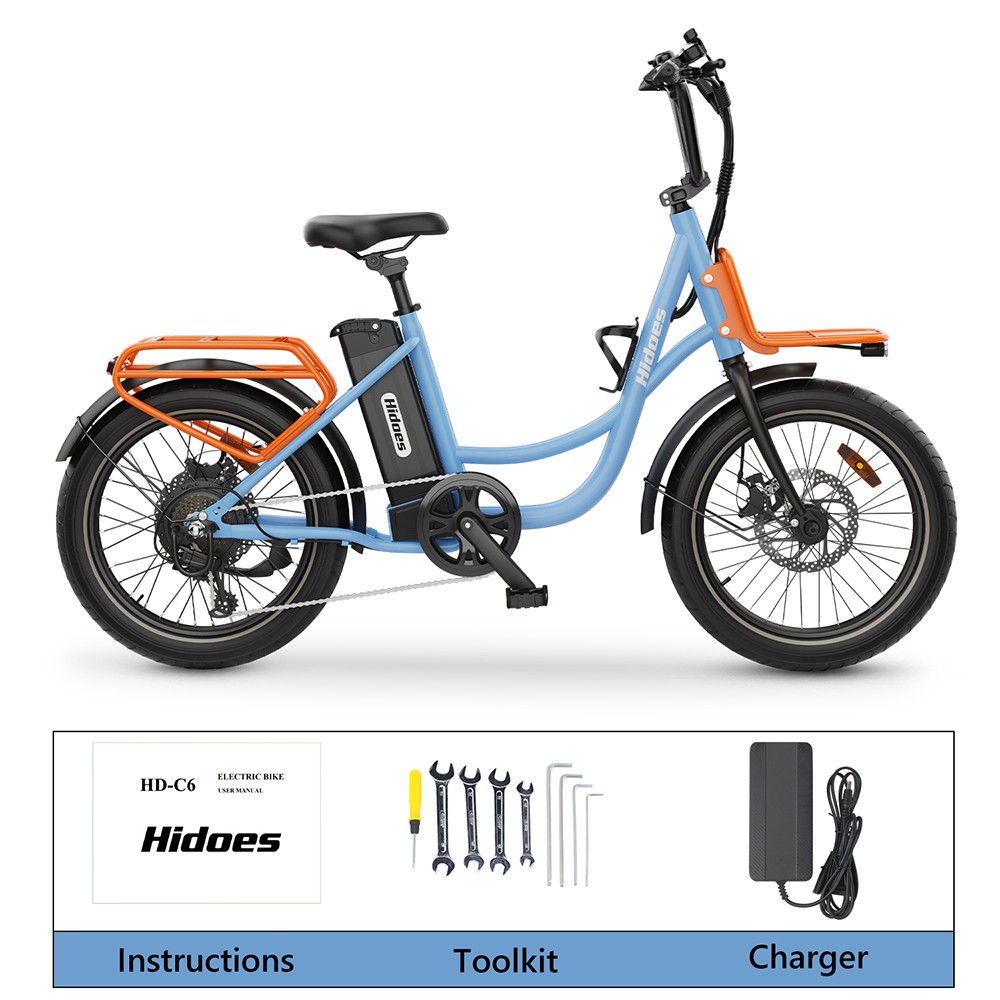 Hidoes C6 Electric Bike  250W Motor  36V 13Ah Battery  20*3 inch Tires  25km/h Max Speed  35km Range  Front 