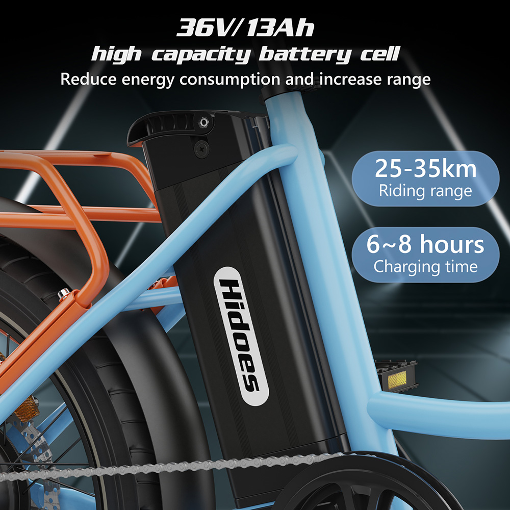Hidoes C6 Electric Bike  250W Motor  36V 13Ah Battery  20*3 inch Tires  25km/h Max Speed  35km Range  Front 