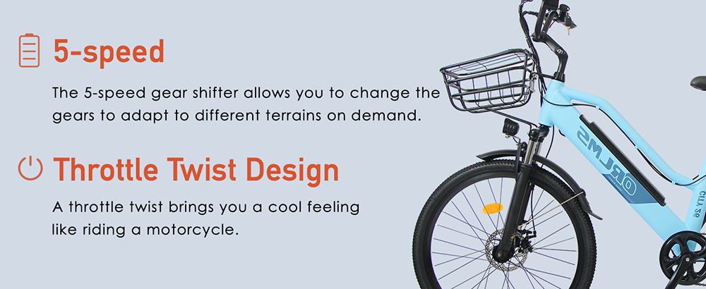 Orlms City 26 Electric Bike 500W Motor 48V 15Ah Battery 26*1 75 inch Tires 45km/h Max Speed 55km Max Range Mechanical Dis