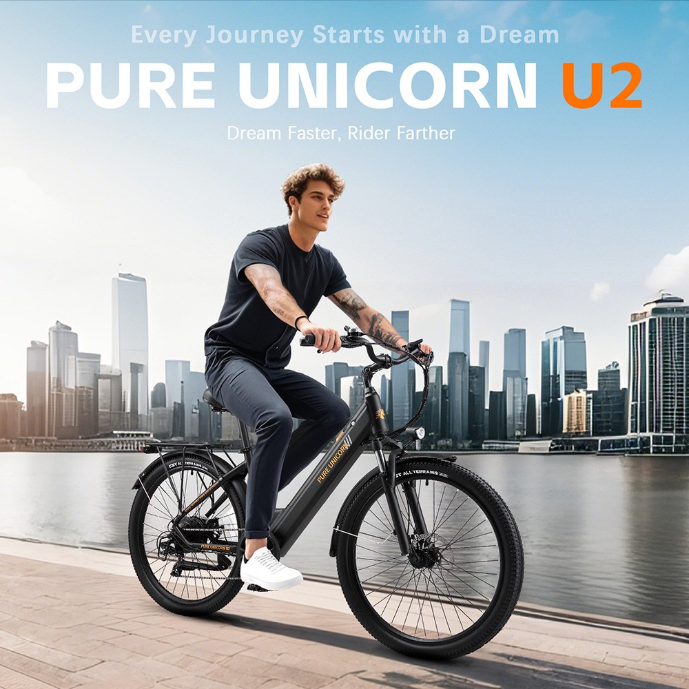 PURE UNICORN U2 Electric Bike  750W Motor  48V 12 8Ah Battery  27 5 inch Tires  45km/h Max Speed  60km Range  Mechanical Disc B
