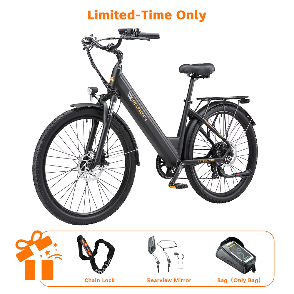 PURE UNICORN U2 Electric Bike  750W Motor  48V 12 8Ah Battery  27 5 inch Tires  45km/h Max Speed  60km Range  Mechanical Disc B