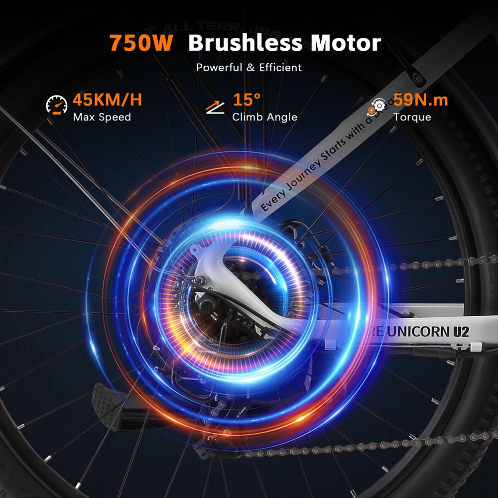 PURE UNICORN U2 Electric Bike 750W Motor 48V 12 8Ah Battery 27 5 inch Tires 45km/h Max Speed 60km Range Mechanical Disc B