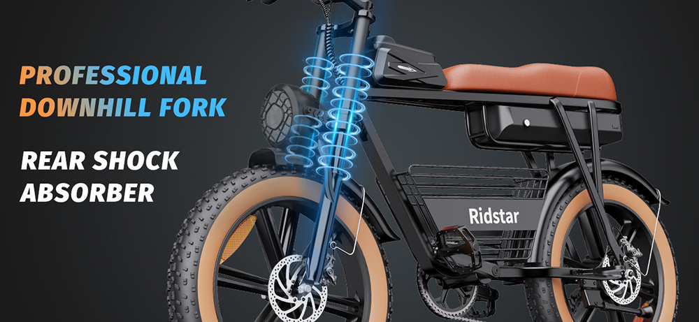 Ridstar CR20 Electric Bike 1000W Motor 48V 20Ah Battery 20*4 0 inch Fat Tires 48km/h Max Speed 70km Max Range Front