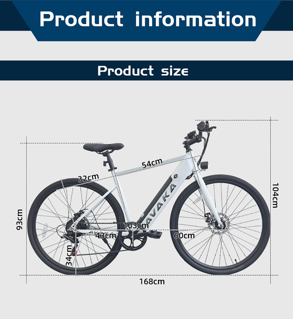 AVAKA R1 Electric Bike  250W Motor  36V 7 8Ah Battery  700C Tires  32km/h Max Speed  45km Max Range  Mechanical Disc Brake  Shi