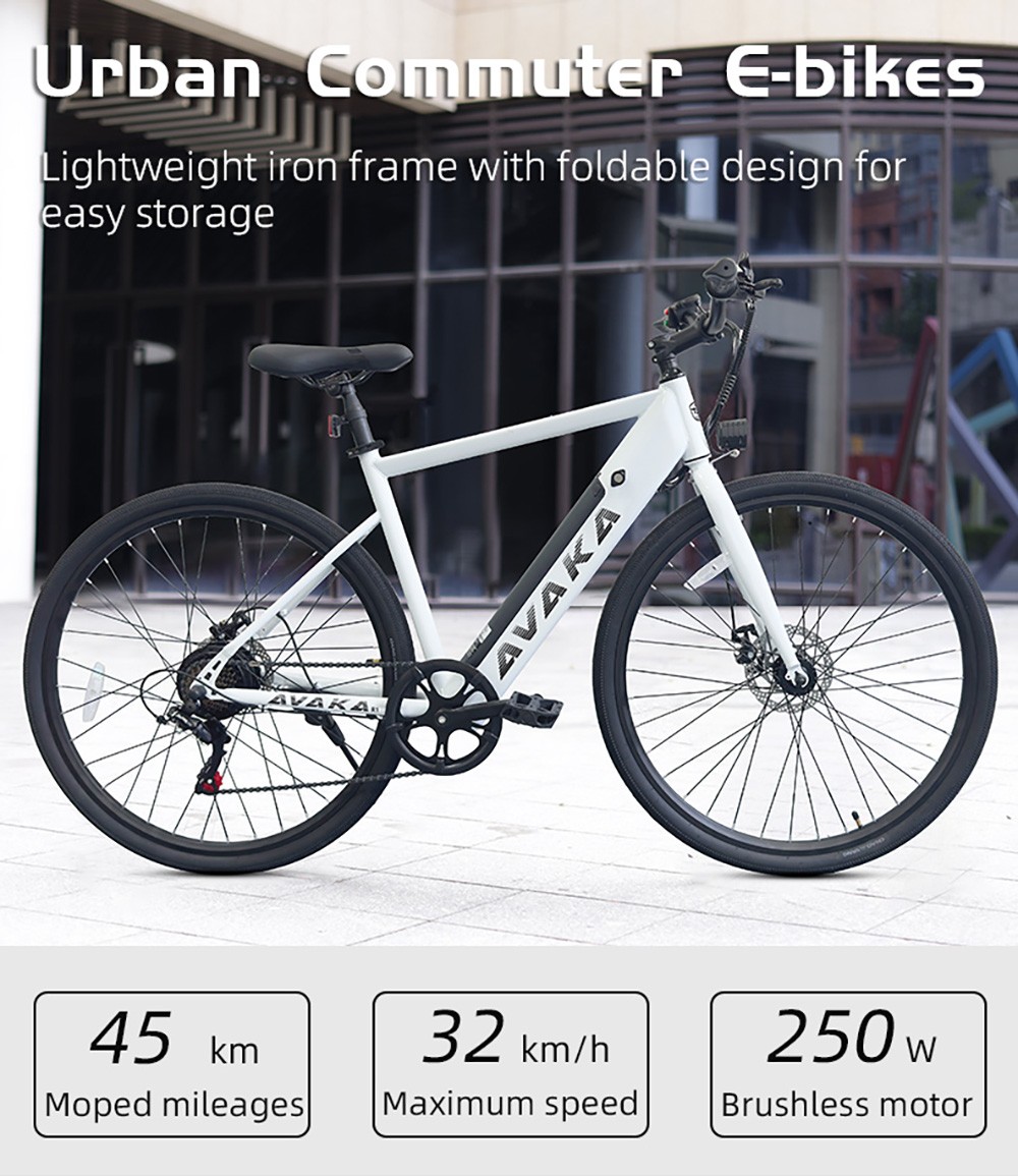 AVAKA R1 Electric Bike 250W Motor 36V 7 8Ah Battery 700C Tires 32km/h Max Speed 45km Max Range Mechanical Disc Brake Shi