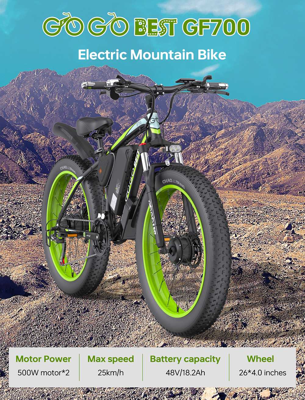 GOGOBEST GF700 Electric Bike 2*500W Dual Motor 48V 18 2Ah Battery 26*4 0 inch Tires 25km/h Max Speed 70km Max Range Mecha