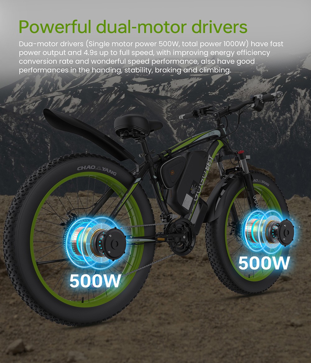 GOGOBEST GF700 Electric Bike 2*500W Dual Motor 48V 18 2Ah Battery 26*4 0 inch Tires 25km/h Max Speed 70km Max Range Mecha