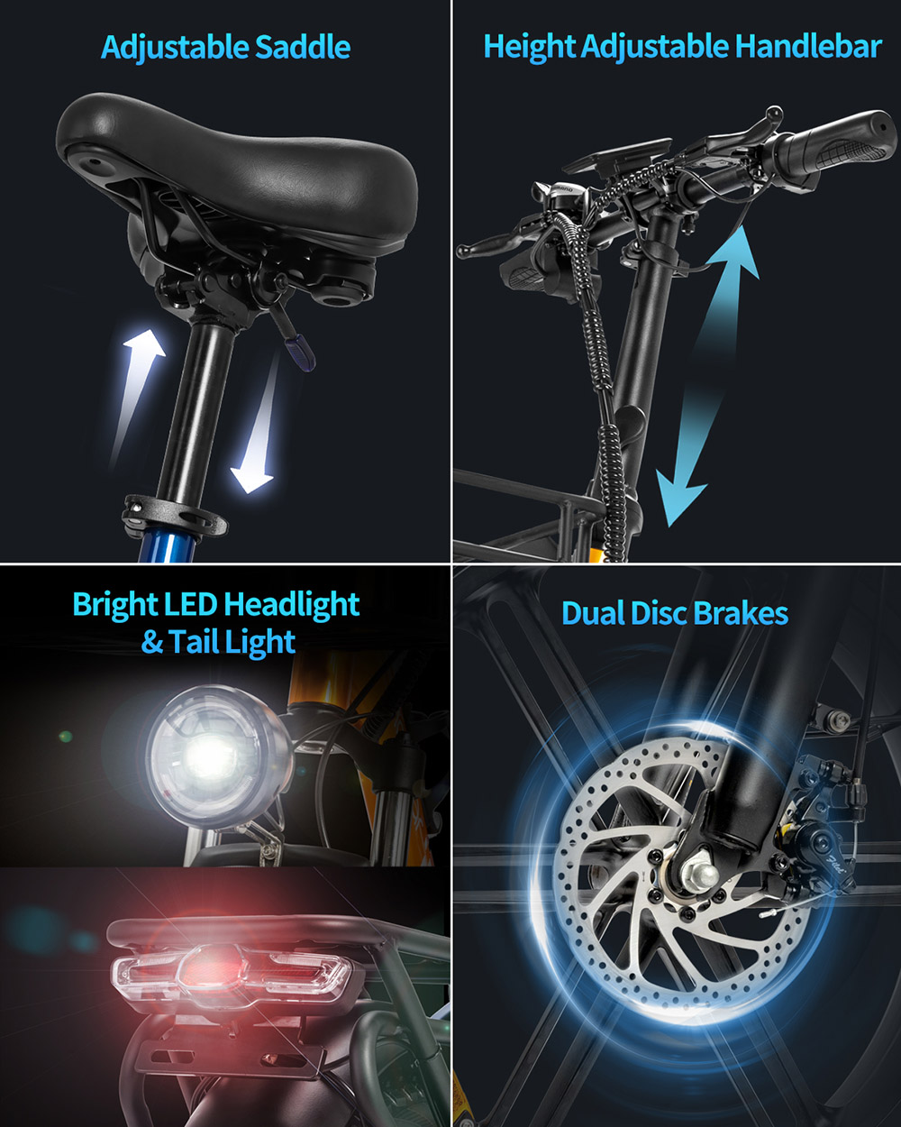 Ridstar MN20 Electric Bike 1000W Motor 48V 15Ah Battery 20*4 0 inch Fat Tire 48km/h Max Speed 70km Range Dual Mechanical