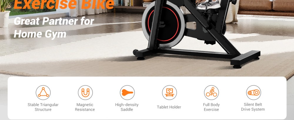 ROBORE SEB20 Stationary Exercise Bike 136kg Capacity Silent Belt Drive Comfort Seat