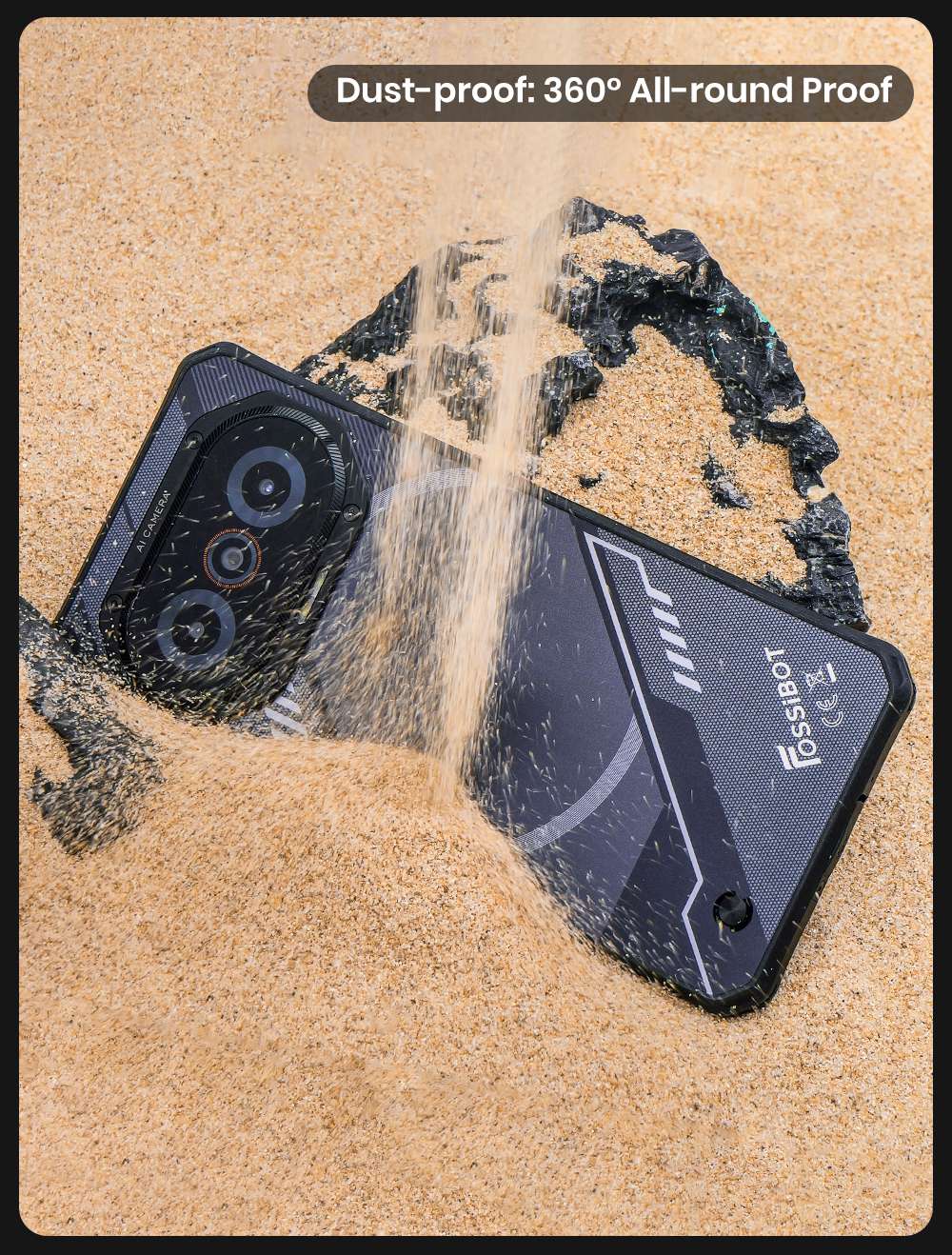 FOSSiBOT F114 Rugged Phone 6 67-inch 4GB 128GB Android 15 50MP Camera 5000mAh Battery IP68/IP69K NFC/Face ID/GPS Black