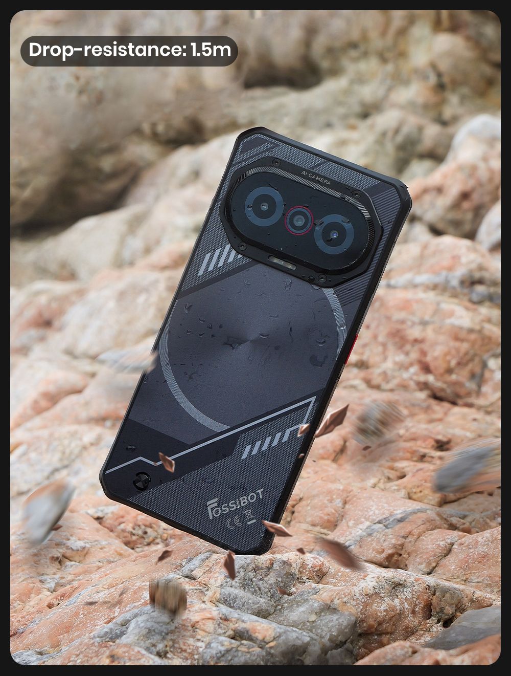 FOSSiBOT F114 Rugged Phone 6 67-inch 4GB 128GB Android 15 50MP Camera 5000mAh Battery IP68/IP69K NFC/Face ID/GPS Black