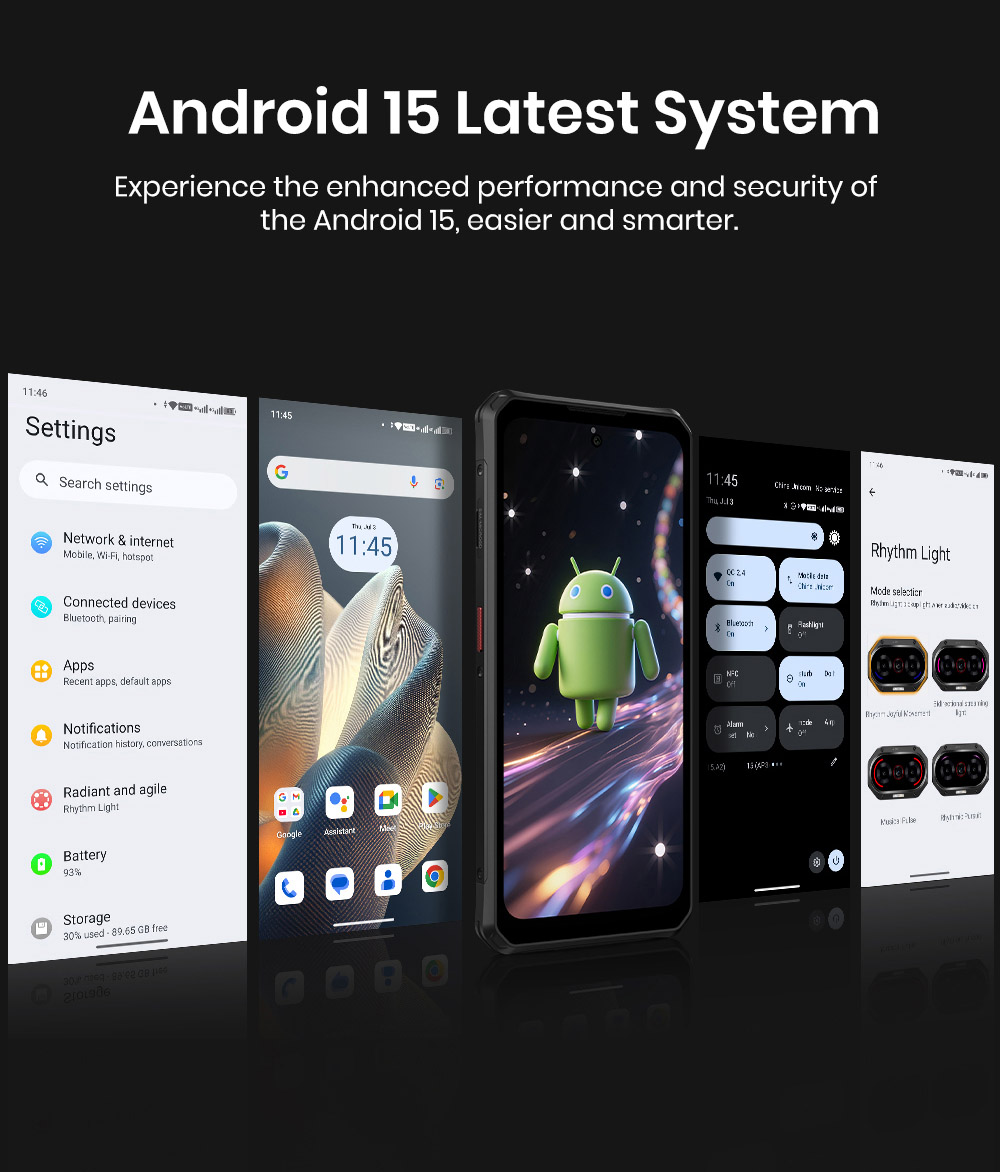 FOSSiBOT F114 Rugged Phone 6 67-inch 4GB 128GB Android 15 50MP Camera 5000mAh Battery IP68/IP69K NFC/Face ID/GPS Black