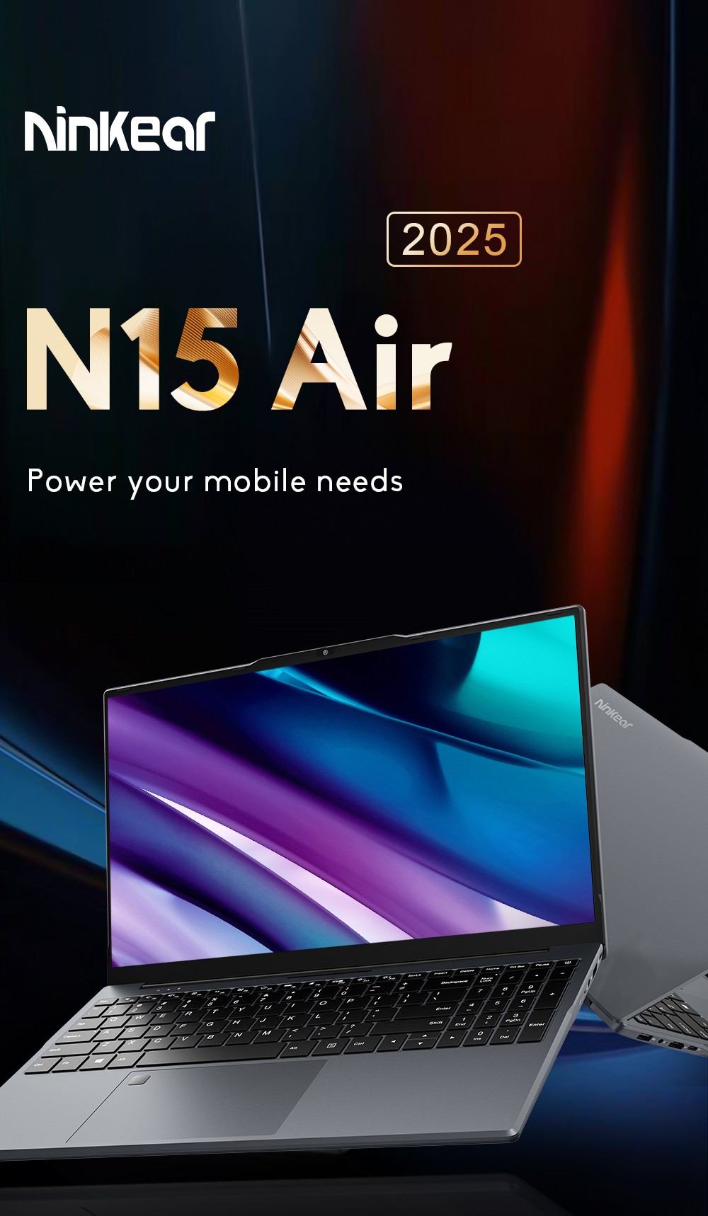 Ninkear N15 Air Laptop  15 6 inch 1920x1080 IPS Screen  Intel N150 4 Core Max 3 6GHz  16GB RAM 512GB SSD  2 4/5GHz WiFi Bluetoo