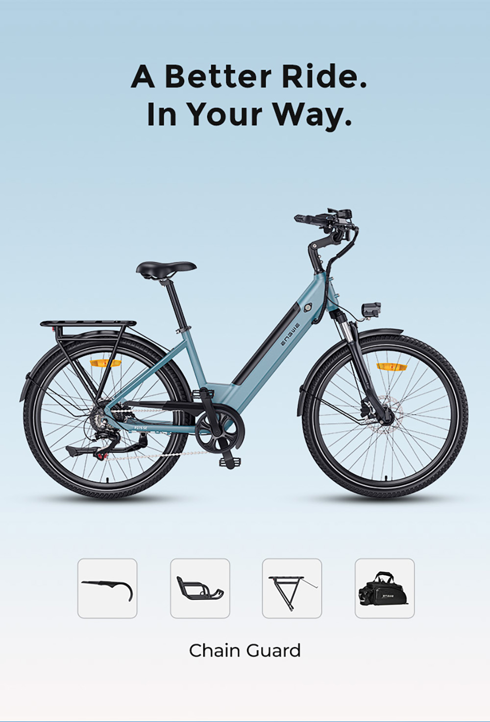 ENGWE P275 SE Electric Bike  250W Motor  36V 13Ah Battery  27 5 inch Tires  25km/h Max Speed  100km Range  Hydraulic Disc Brake