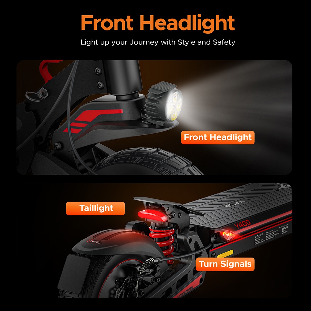 ENGWE Y400 Electric Scooter  500W Motor  48V 13 5Ah Battery  10 inch Tires  45km/h Max Speed  50km Range  Mechanical Disc Brake