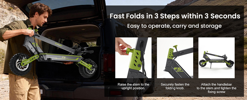 GOKEEP F5 Electric Scooter  1000W Motor  52V 20Ah Battery  11 inch Tires  55km/h Max Speed  80km Max Range  Front 