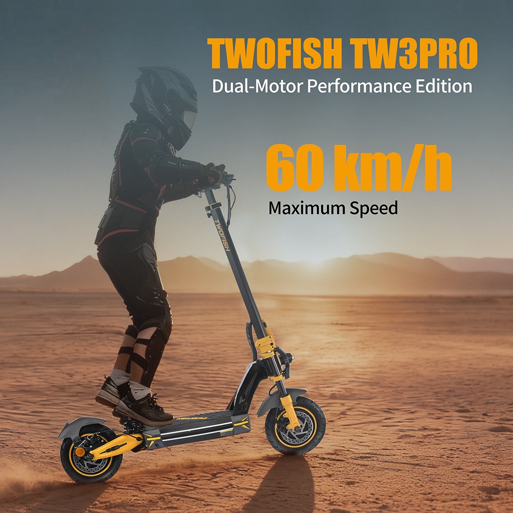 TWOFISH TW3 PRO Electric Scooter 1000W*2 Motor 52V 23Ah Battery 11 inch Tires 60km/h Max Speed 55km Range Dual Disc Brake