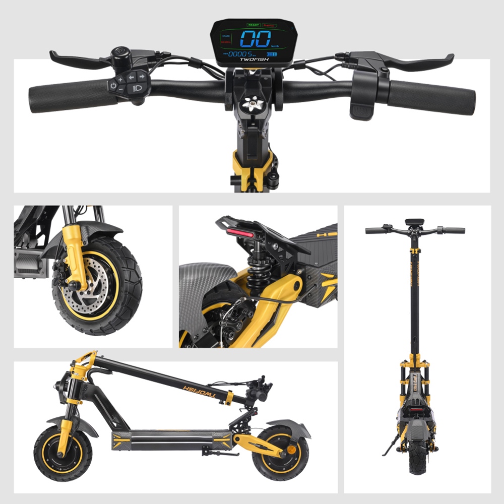 TWOFISH TW3 PRO Electric Scooter 1000W*2 Motor 52V 23Ah Battery 11 inch Tires 60km/h Max Speed 55km Range Dual Disc Brake